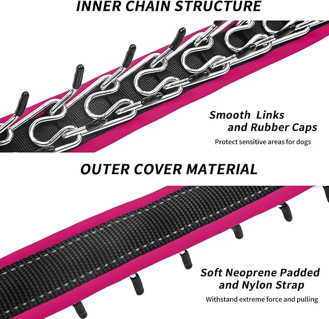 Martingale No Pull Dog Collar - Heavy Duty Nylon with Buckle, Adjustable Anti Pull Reflective Slip Collar for Large Medium Small Dog Training Walking S Hot Pink
