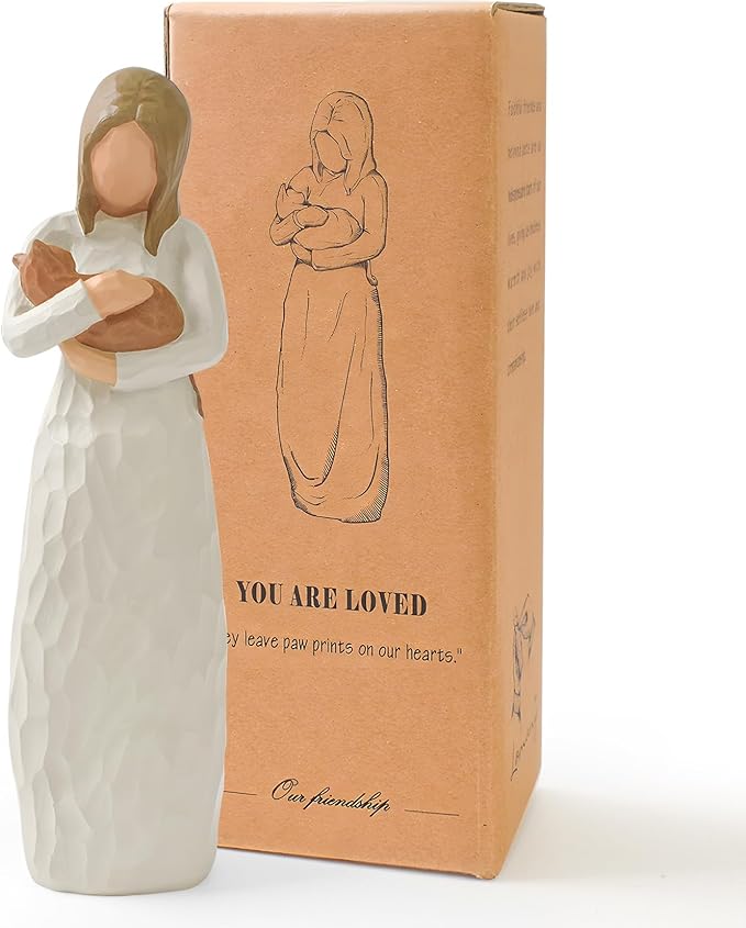 Cuayaes Cat Memorial Gifts, Orange Cat Figurines Loss of Cat Sympathy Gift for Cat Mom, Friendship Guardian Angel Statue Cat Remembrance Gifts for Women Cat Lovers