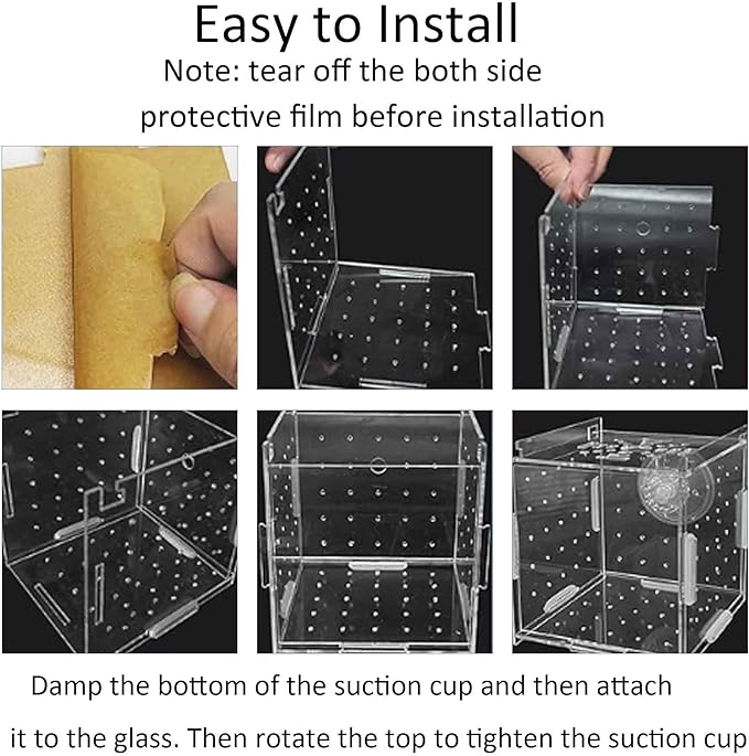 4.7 x 4.7 x 4.7 inch Acrylic Fish Breeding Box, Transparent Isolation Hatchery Incubator with Suction Cups for Guppy Shrimp Small Baby Fishes Aquarium Nursery Tank
