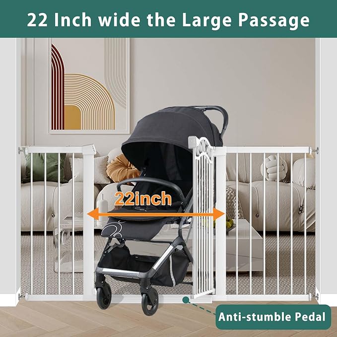 Fairy Baby 81.9"-84.6" Extra Wide Press Mounted Baby Gate Indoor for Kids Or Pets Walk Thru No Drill Long Dog Gates for The House Doorway Child Safety Gate