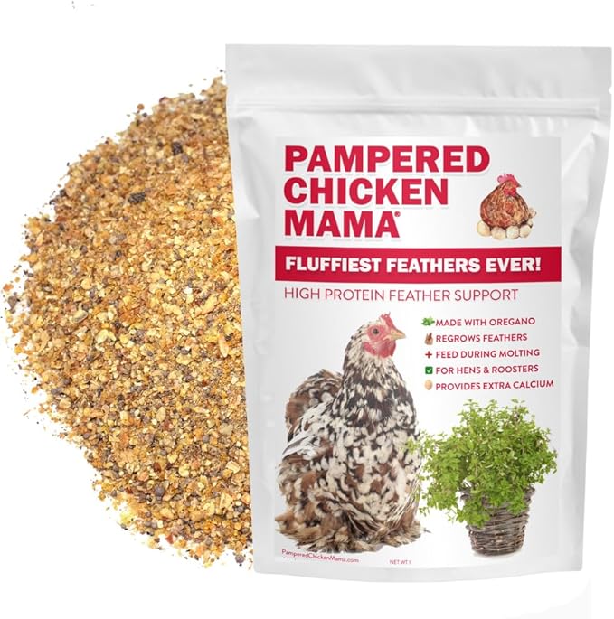 Pampered Chicken Mama Molting Supplement for Chickens: Fluffiest Feathers Ever Backyard Chicken Feed and Supplies for Hens (2 pounds)