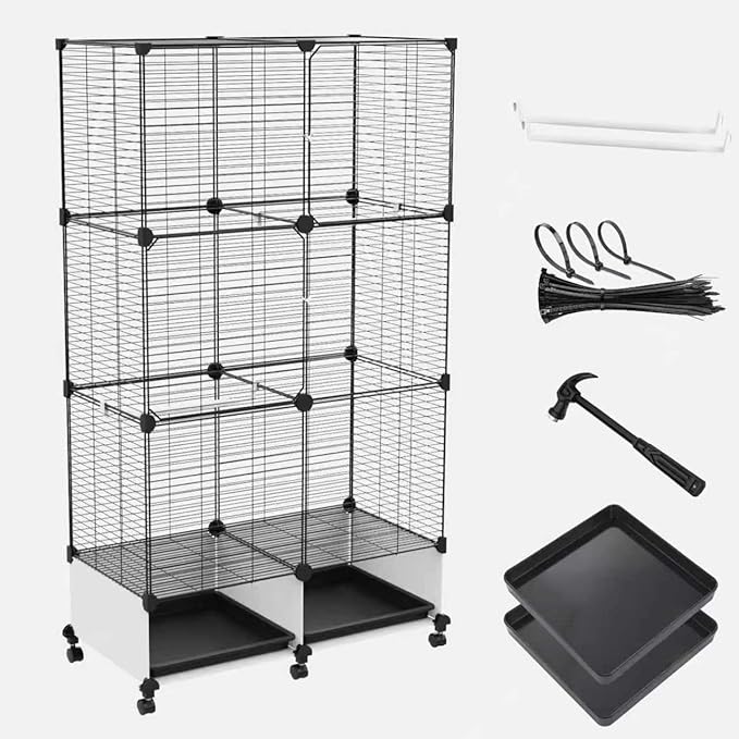 Lightweight Bird Cage with Removable Tray and Adjustable Perch – Portable Small Animal Cage with Single Lockable Door, Easy to Clean & Move for Parakeets, Parrots, Cockatiels, and Finches-L