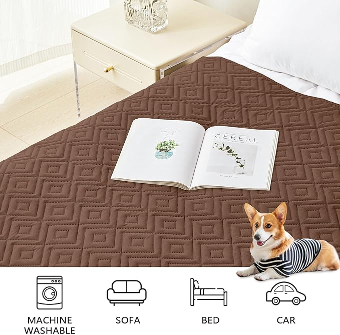 hyha Waterproof Dog Blanket, Soft Dog Bed Cover Pet Blankets, Waterproof Sofa Couch Cover for Dogs Washable, Reversible Pet Couch Covers for Sofa Furniture (30x53 Inch, Brown/Beige)