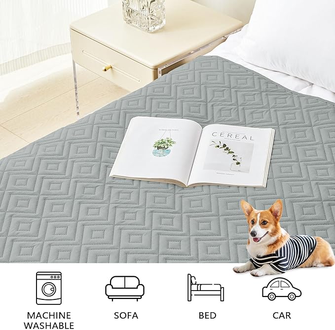 hyha Waterproof Dog Blanket, Soft Pet Bed Blankets, Waterproof Sofa Couch Cover for Dogs Washable, Reversible Pet Couch Covers for Sofa Furniture (30x53 Inch, Grey/Light Grey)
