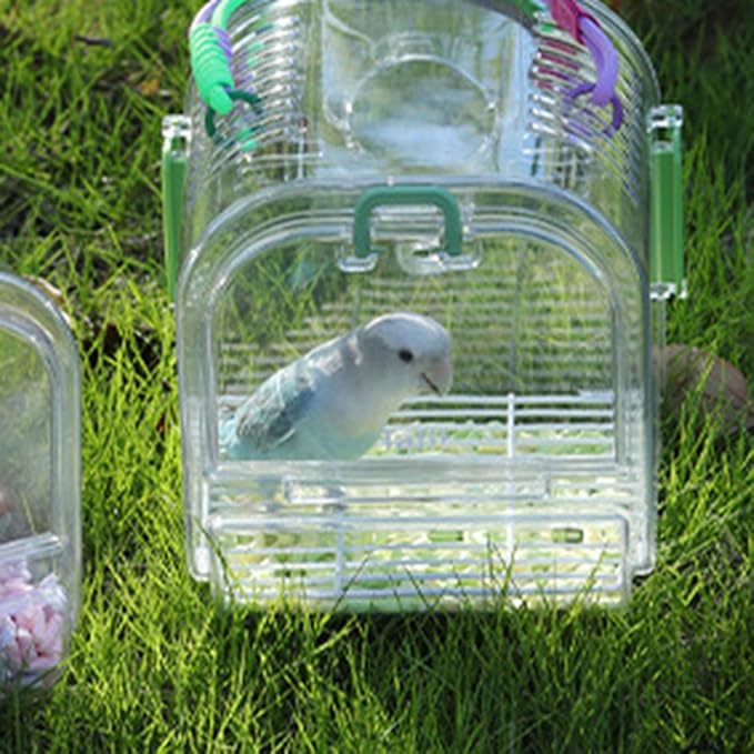 Portable Plastic Bird Cages for Outdoor, Lightweight Ventilated Travel Bird Cage with Handle, Waterproof Bird Carrier for Small Birds and Budgies, Easy to Carry (Purple)