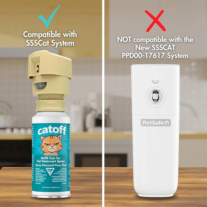CatOFF Pack of 2 Refill Compatible with SSSCAT Indoor Cat Deterrent Spray System, Made in USA, 3.89 oz / 115 ml