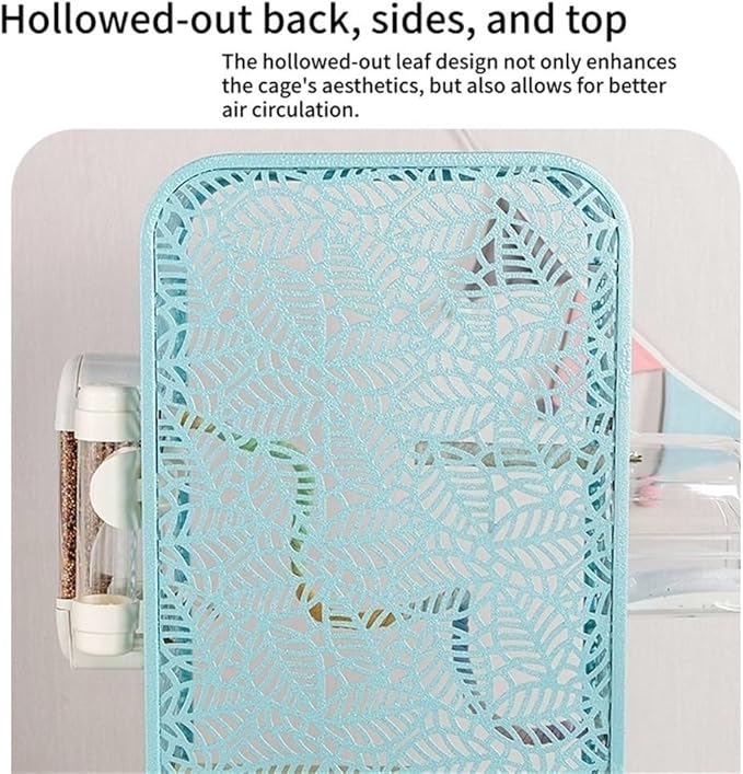 Metal Birdcage with Stand, Decorative Small Bird Cage for Parakeets, Cockatiels, Budgies, Indoor Bird Decor for Home(Pink)