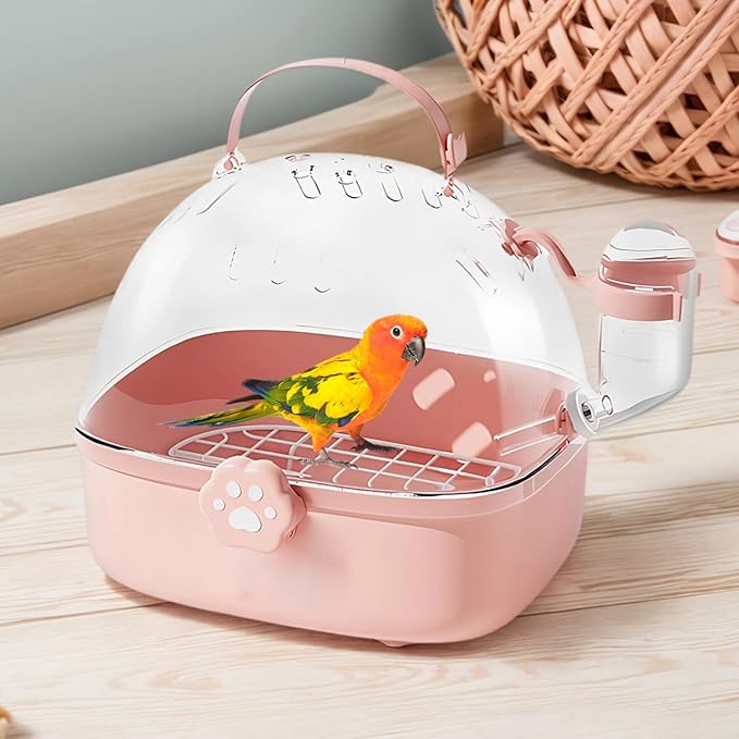 Bird Carrier Cage | PVC Chinchilla Carrier Cage with Water Bottle | Pet Bird Carrying Supplies Spacious Design for Sparrow Macaws Conures Chinchillas Budgies Cockatiels Parakeet Hedgehog
