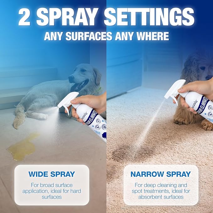 Pet Odor Eliminator, Odor Remover and Pet Spray Fragrance Free Colorless 16.9oz Spray, Safe Highly Effective Carpet and Cat Litter Deodorizer for Dogs and Cats