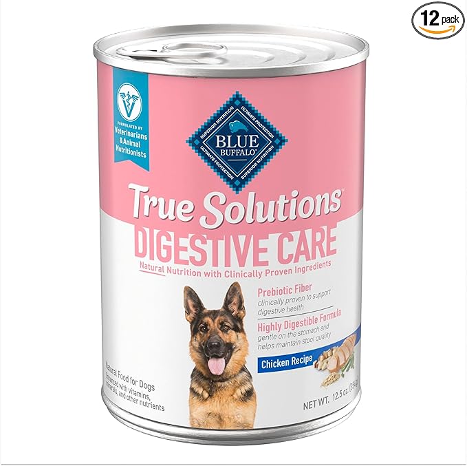 Blue Buffalo True Solutions Digestive Care Wet Dog Food for Adult Dogs, Made with Natural Ingredients, Chicken, 12.5-oz. Cans (12 Count)