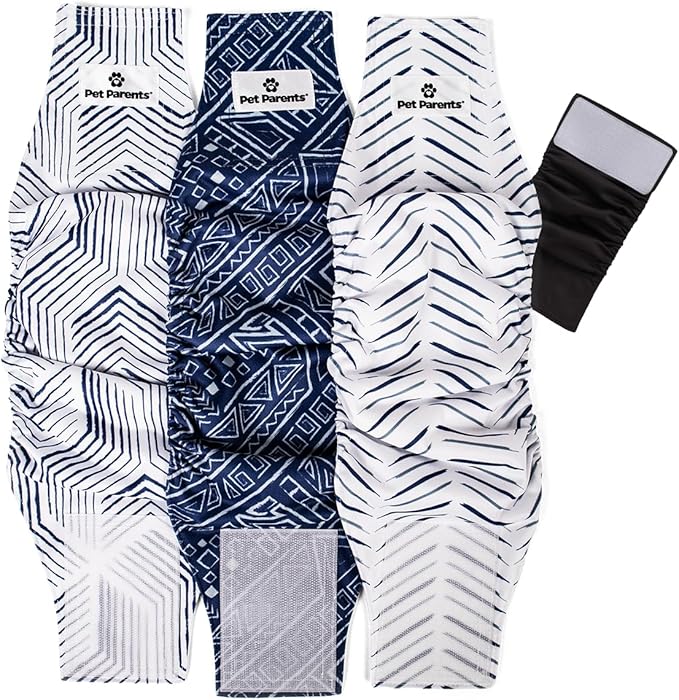 Pet Parents® Washable Belly Bands for Male Dogs (3pack) + Extendrs® of Durable Dog Diapers Male, Premium Male Dog Diapers & Dog Wraps (Small, Kahuna)