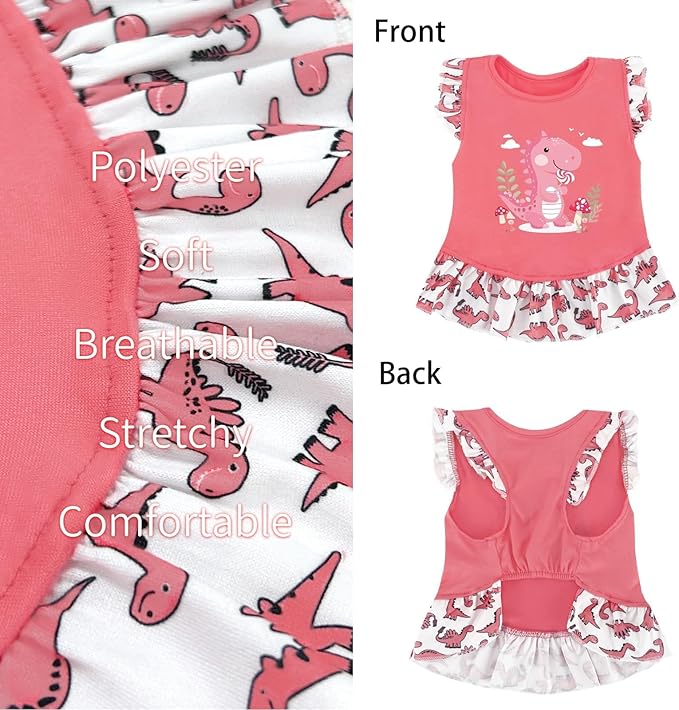 XPUDAC 4 Pack Dog Dresses Cute Printed Puppy Clothes for Small Dogs Girl Chihuahua Doggie Outfits Tank Top Vest Dresses Cat Apparel, XX-Small(Chest-11)