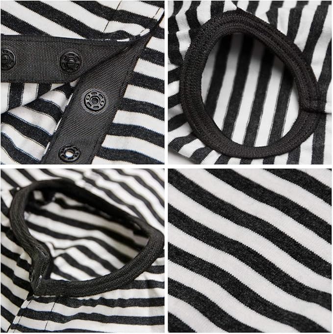 Dog’s Recovery Suit Post Surgery Shirt for Puppy, Wound Protective Clothes for Little Animals(Black White Stripe-s)