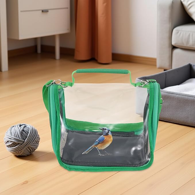 SUPVOX Portable Small Bird Travel Cage Carrier Lightweight Green Mesh Bag for Budgie Parrot Cockatiel Outdoor Picnic and Vacation Pet Transport