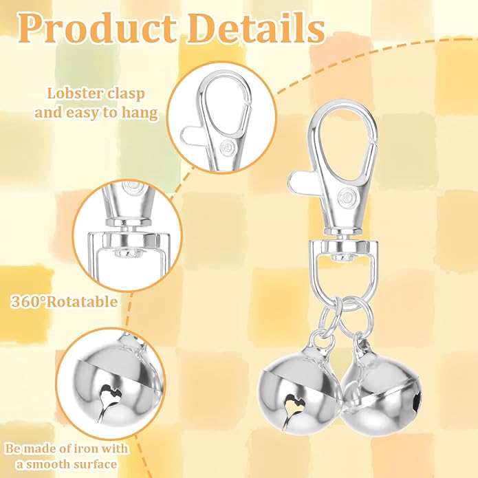 2 Pcs Mini Dog Collar Bells, Cat Bell, Silver Pet Pendant Accessories for Training, Loud Charms for Dogs and Cats