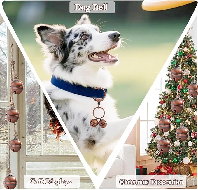 Copper Dog Bells for Collars with Quick-Release Clasp - Audible Safety Trackers for Medium to Large Dogs, Outdoor Collar Accessories(Copper)