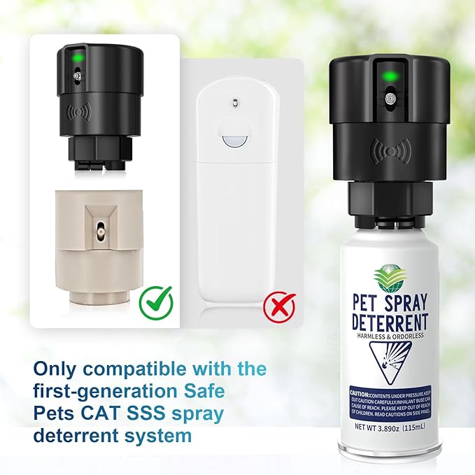 Cat Deterrent Spray Refill, Pet Spray Deterrent System, Motion Activated Cat System, Cat & Dog Odorless & Indoor, Up to 3 Feet Away, Pet Deterrent Spray Refill 6 Pack 23.34Oz