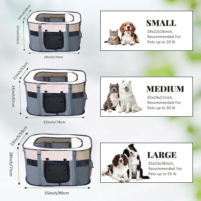Dog Playpen,Pet Playpen,Foldable Puppy Cat Playpen, Dog Playpen for Indoor Dogs Enclosed, Indoor Outdoor Travel Camping Use, Dog Kennel Tent Crate for Rabbit Small Animals with Carrying Case