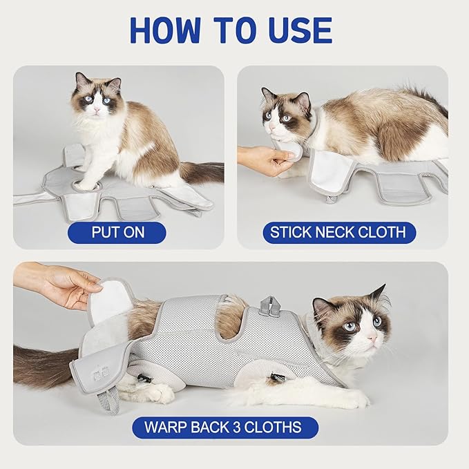 Supet Cat Grooming Hammock Harness for Nail Trimming, Cat Grooming Hanging Sling for Nail Clipping, Pet Restraint Holder for Cutting Nails, Medicine, Ear & Teeth Cleaning, Eye Care (Grey L)