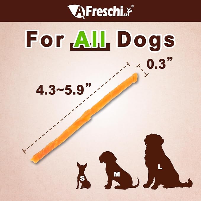 A Freschi srl Soft Chicken Dog Treats, All Natural, High-Protein, Healthy & Easily Digestible, Grain-Free Puppy Chews, Human Grade Training & Rewards Dog Snacks, Chicken Breast Strips, 16 oz Pack