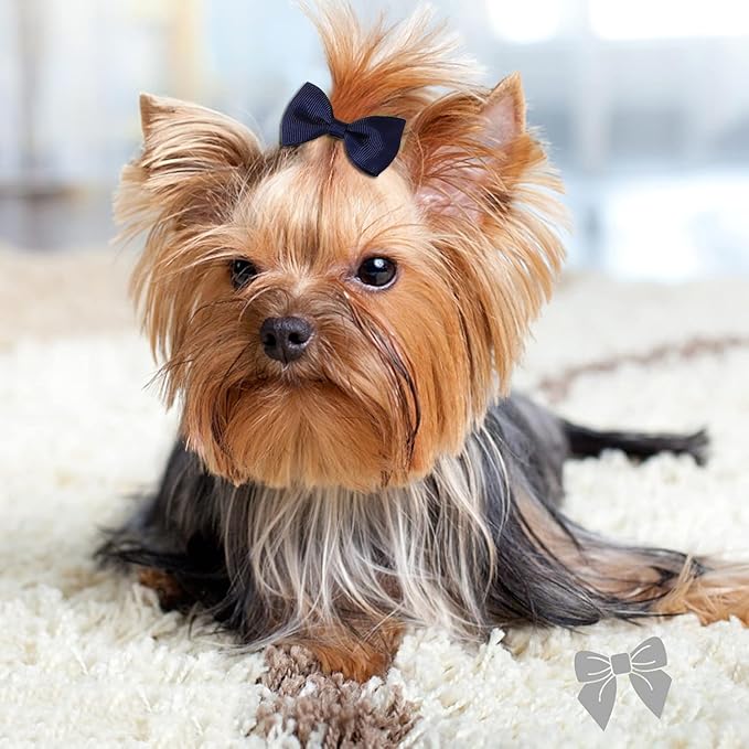 Puppy Dogs Hair Barrettes Bows with Rubber Bands,Hair Accessories Bow Pet Grooming Cute Pet Small Hair Bowkno (60pcsStyle A)
