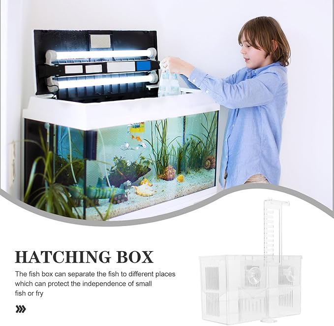 Luxshiny Aquarium Fish Breeding Box Hanging Hatchery Incubator Isolation Tank with Hooks for Guppy Fry Separation and Tropical Fish Nursery