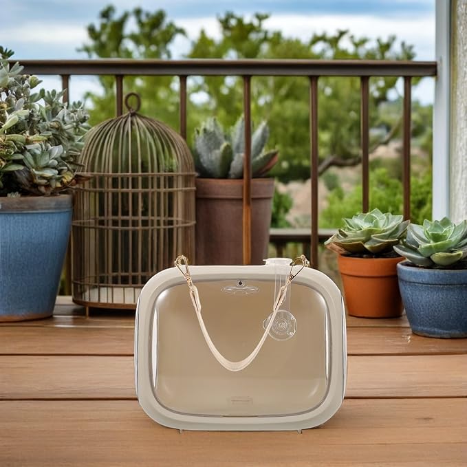 Toyvian Parakeet Travel Carrier Bird Cage Portable Small Bird Travel Cage with Breathable Mesh and Food Container for Parrots Cockatiels and Finches