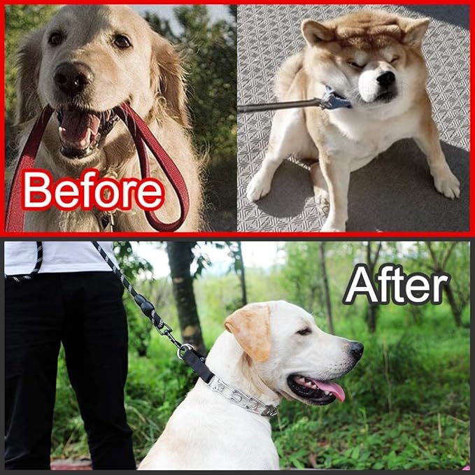 CBBPET Dog Prong Collar, Adjustable Dog Training Collar with Quick Release Buckle for Small Medium Large Dogs (Silver, L/3.5mm Neck: 18"-20'' Weight:70 lbs)