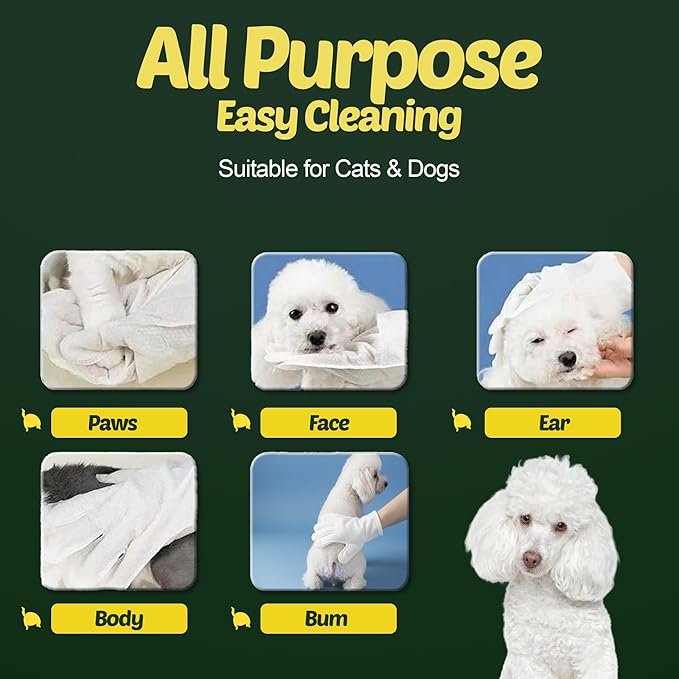Dog Wipes for Paws and Butt Ears Eyes | Organic Pet Wipes for Dogs | Hypoallergenic Lavender Scented Dog Wipes Cleaning Deodorizing | Extra Thick Plant Based Wipes Dogs Cats Pets | 100 Count