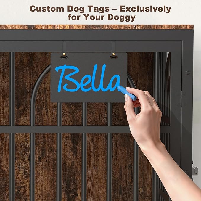 38" Dog Crate Furniture, Heavy Duty Dog Crates, Dog Kennel Furniture Indoor for Medium Dog as TV Stand, Wooden Cage End Table for Indoor Decoration, Name Tag Escape-Proof Locks & Double Door