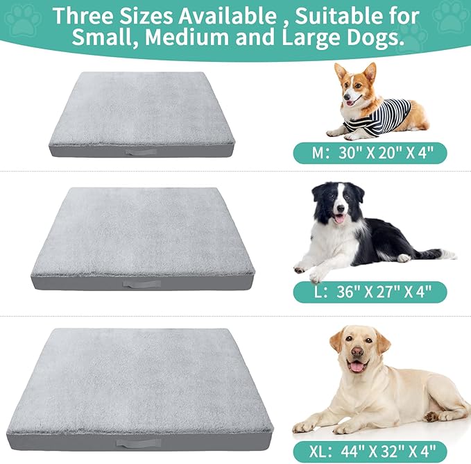 COSHNIBI Dog Bed Covers Replacement Washable,Waterproof Bed Covers Soft Plush Replacement with Zipper & Removable for Dog/Cat 36''Lx27''Wx4''H-Grey