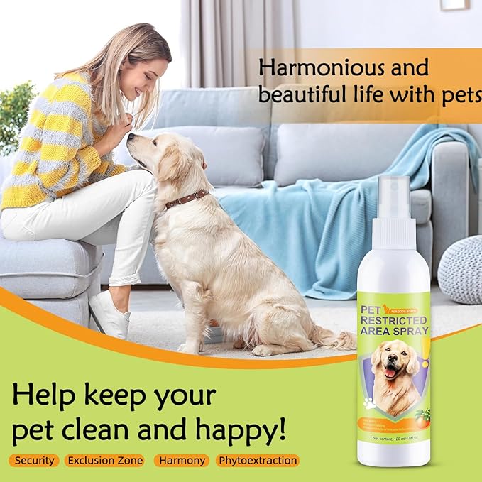 Pet Deterrent Spray - Stops Cat & Dog Peeing, Chewing, Scratching, Natural Citrus & Lemon Formula, Safe, Stain-Free Pee Corrector for Furniture, Shoes Indoor & Outdoor Training (4oz)
