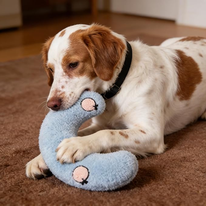 TJE Pet Calming Pillow Soft Plush Washable - Neck Support, Anxiety Relief, Joint Comfort for Small/Medium/Large Dogs & Cats (White Semicircle)
