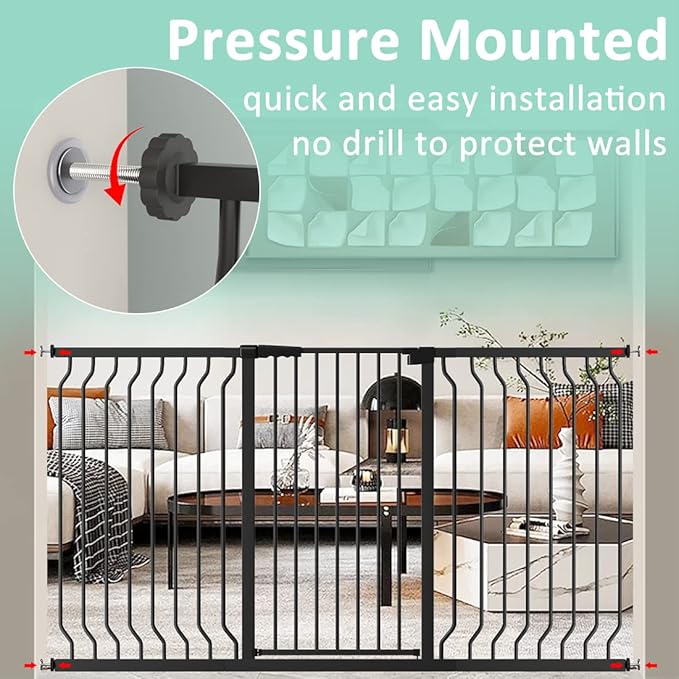 ALLAIBB White 40.55" Extra Tall Wide 76.77-84.65" Baby Gate Pressure Mounted Walk Through Child Kids Safety Toddler Tension Pet Dog Gates with Extension for Doorways Kitchen