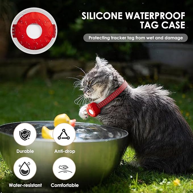 Cat Tracker, Lightweight Pet Tracker for Cats, No Monthly Fee Cat GPS Tracker Compatible with Apple Find My App(Only iOS), Real-Time Location, Smart Alerts, Up to 1-Year Battery, Waterproof