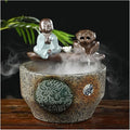Fish Tabk Aquarium Ceramic Fish Tank Home Living Room Circulation Flow Water Fish Tank Feng Shui Lucky Ornament Balcony Goldfish Bowl Fish Tank Cool Fish Tank(A)
