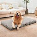 Large Orthopedic Dog Crate Bed with Waterproof Lining, Soft Short Plush Surface & Egg Crate Foam for Calming Puppy, Machine Washable Pet Bed with Removable Cover & Anti Slip Bottom