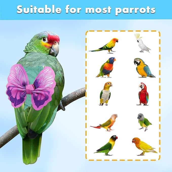 Bird Diapers Harness and Leash Parrot Diapers Parrot Flight Clothes Suit Bird Clothes Washable Bird Nappy Recovery Diapers for Small Medium Birds Parakeets Parrot Cockatoos Cockatiel Macaws-Small
