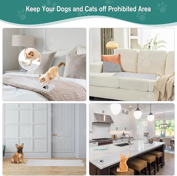 SEERWAY 2 Rechargeable Pet Shock Mats Same Size, Cat Repellent Pad, Cat Deterrent Mat, Electric Training Mat Keeps Dogs and Cats Off Sofa, Couch, Bed and Countertop (48"x20")