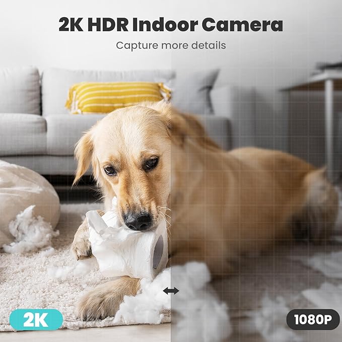 litokam 2K Indoor Camera, 360 Pan/Tilt Home Security Cameras with Motion Detection, Pet Cam with Phone App, Baby Monitor with Night Version, WiFi Camaras, Two Way Audio, Work with Alexa, 2 Pack