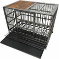 42" Furniture Dog Crate for Large Dogs, Heavy Duty Dog Kennel Indoor with Removable Crate Trays, Wheels and Stylish Wooden Top, Extra Large XL XXL Dog Cage