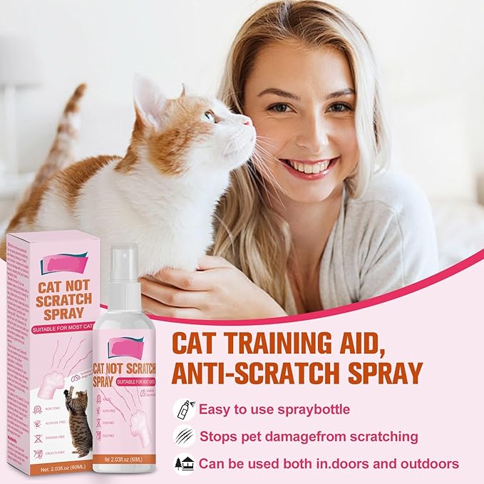 Cat Repellent Spray, Natural Plant-Based Formula, Deters Scratching & Urine Marking, Safe for Furniture, Carpets & Cats, Easy Spray Application