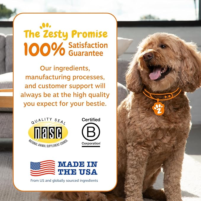 Zesty Paws Vet Strength Probiotics for Dogs, Digestive Health & Gut Flora Support, Dog Supplements, 90 Count