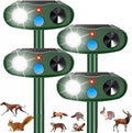 2026 Racoon Squirrel Sonic Fortress Pro Rabbit Repellent Outdoor, Solar Ultrasonic Animal Repeller Deer Deterrent with Motion Sensor&Flash Light to Scare Cat Skunk Dog Out of Garden Farm Yard(4Pack)