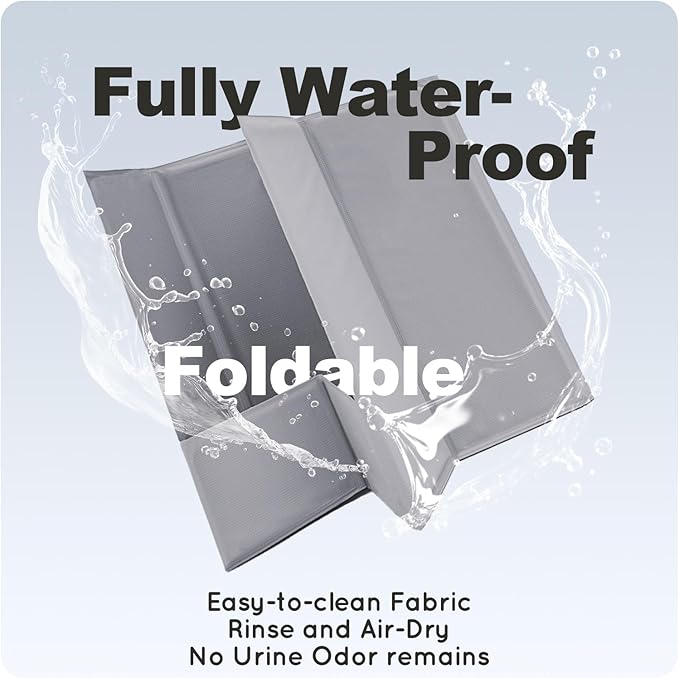 Dog Litter Box, Pee Pad Holder Foldable, Indoor Dog Potty Tray for Puppy & Medium Dogs, High Walls, Seamless, No Assembly, Waterproof, Easy to Clean, No Spill,Portable for Travel