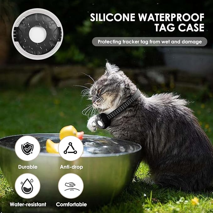 Cat Tracker, MINI Pet Tracker for Cats, No Monthly Fee GPS Tracker for Cat, Compatible with Apple Find My App(Only iOS), Real-Time Tracking, Precise Positioning, Smart Alerts, Waterproof