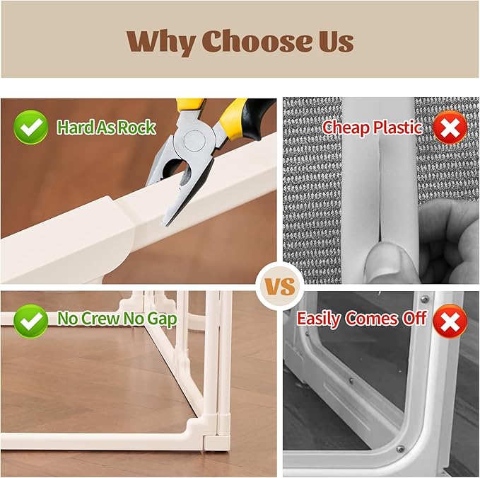 FlexiSpace Customizable Height & Space Clear Acrylic Dog playpen Indoor, The ONLY Play Pen That Grows with Your Pets (White 24”H, 8 Panels)
