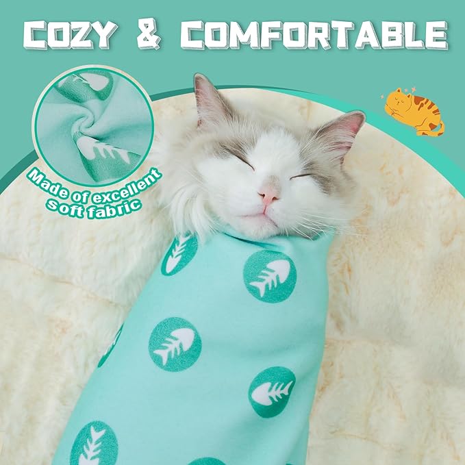 Supet Cat Wrap for Cutting Nails, 2025 Self-Adherent Cat Grooming Wrap, Anti-Escape Calming Swaddle for Medicine, Nail Clipping, Teeth Brushing, Ear Cleaning