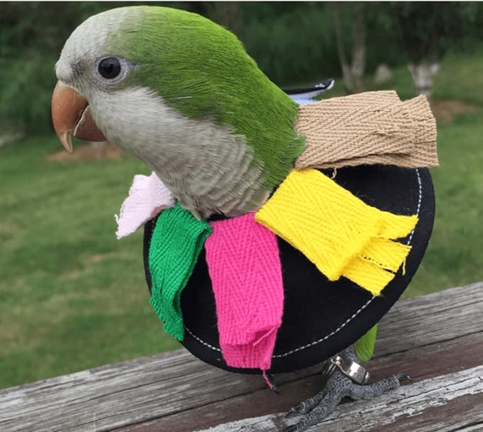Adjustable Bird Collar Anti Bite Elizabethan Recovery Cone, Bird Neck Protector for Feather Plucking, Skin-Friendly Bird Neckwear Full Body Shield for Parakeet Conure Cockatiel (L), Black