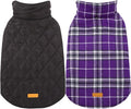 Kuoser Waterproof Dog Coat, Reversible Dog Jacket for Small Dogs, Adjustable Durable Doggie Winter Coat Warm Cozy Puppy Cold Weather Apparel from Small to Large Breed, Purple S